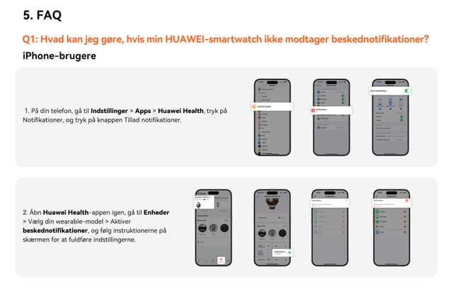 iPhone-brugere: Hvad skal jeg gøre, hvis min HUAWEI-smartwatch ikke modtager beskednotifikationer?