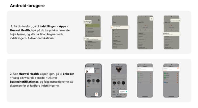 Android-brugere: Hvad skal jeg gøre, hvis min HUAWEI-smartwatch ikke modtager beskednotifikationer?