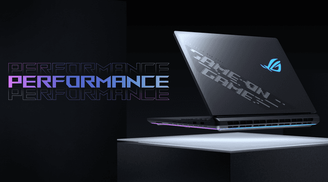Asus - Gaming - Asus Rog Strix SCAR G635 G835 gaming laptop and text 'Performance'