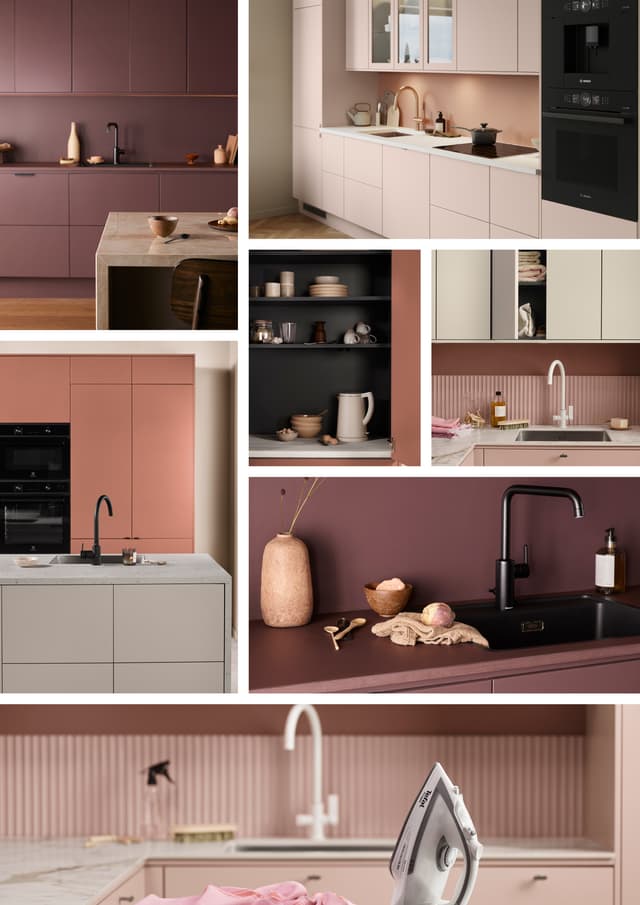 Rødt køkken: Collage med Trend-køkkener fra Epoq, som er røde