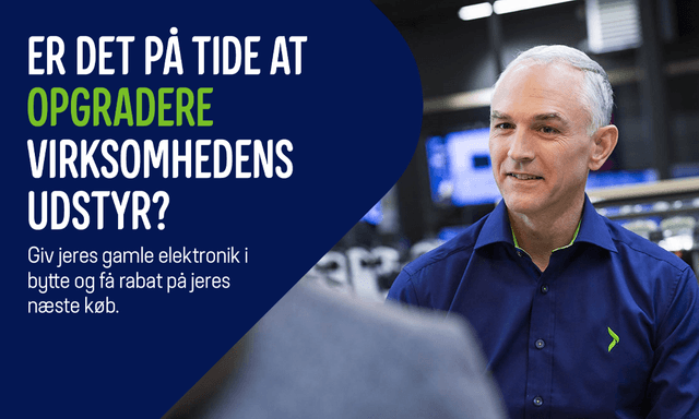 Banner med teksten: "Er det på tide at opgradere virksomhedens udstyr?"