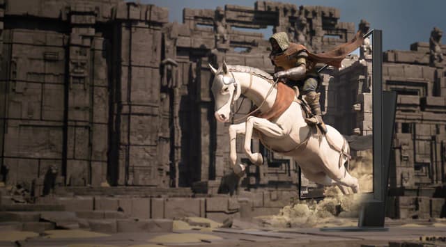 Sony Inzone monitor M9II - GSync compatible - Screenshot of a game with man in a cape riding a horse
