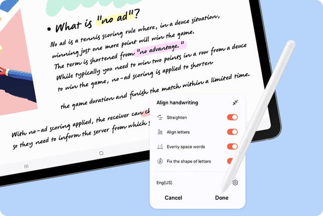 Samsung - Galaxy Tab S10 FE - Håndskrevne noter med S Pen