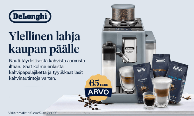 Kahvi - Delonghi-kahvikone kampanjabanneri - Festive Barista Kit - lahjasetti - Delonghi