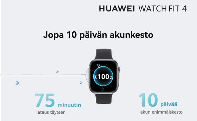 Huawei Watch Fit 4 – jopa 10 päivän akunkesto