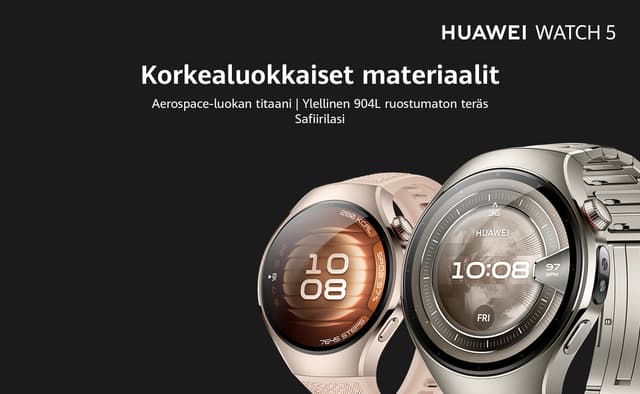 Huawei Watch 5 – korkealuokkaiset materiaalit