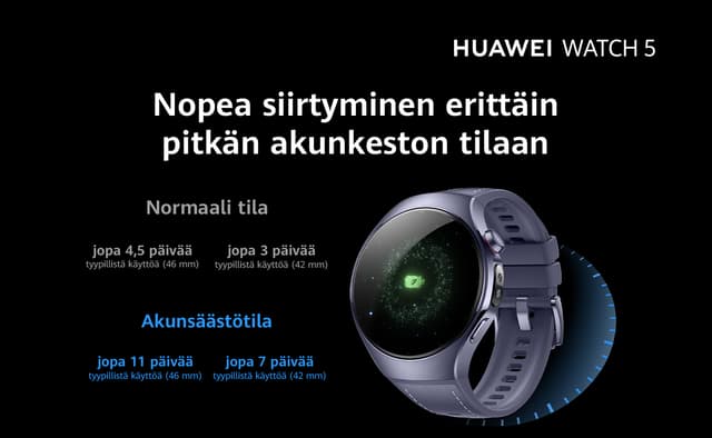 Huawei Watch 5 – ultrapitkä akunkesto