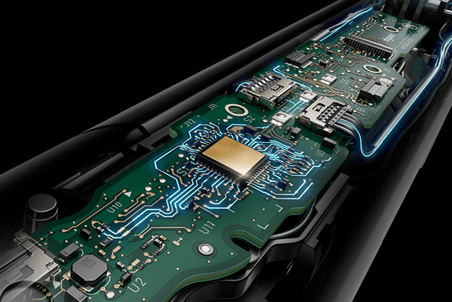 Dyson Airstrait™ straightener - Dyson’s glass bead thermistors being illustrated