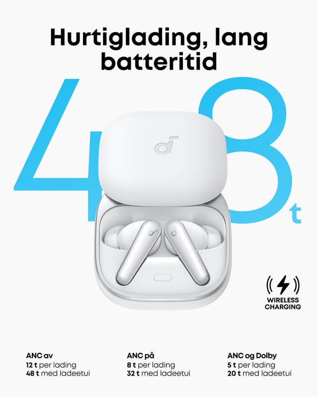 Soundcore Liberty 5 hurtiglading lang batteritid