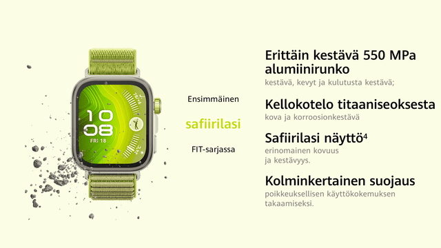 Huawei Fit 4 Pro safiirilasinäytöllä