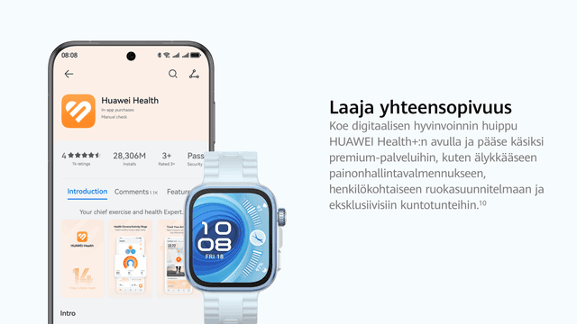Huawei Watch FIT 4 Pro – Laaja yhteensopivuus