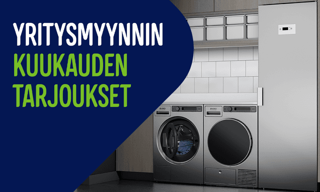 Yritysmyynnin kuukauden tarjoukset - Jopa 20 % valikoiduista Asko Professional pyykkikoneista ja kuivausrummuista