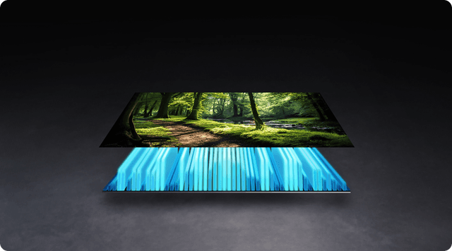 Havainnekuva innovatiivisella Mini LED -taustavaloteknologialla varustetusta Samsung-televisiosta