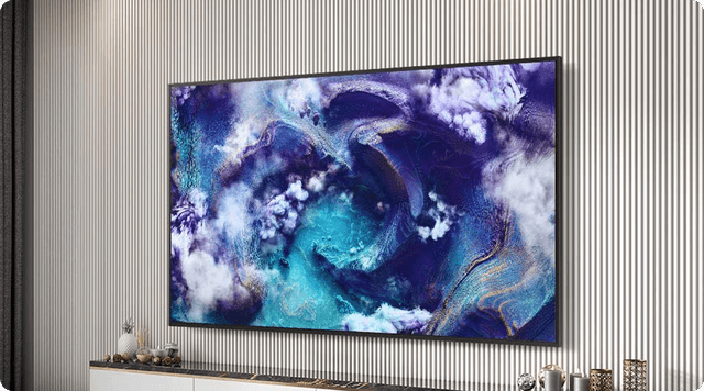 Samsung QN900F -televisio Samsung Vision AI -ominaisuudella olohuoneen seinällä