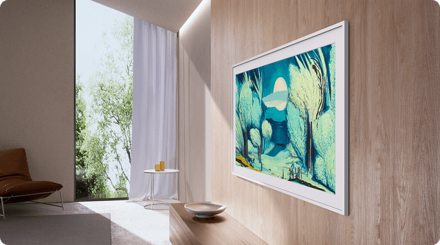 Samsung TV - The Frame LS03FA med metalramme i elegant rum