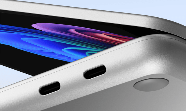 Microsoft Surface Laptop og close-up af dens brugbare indgange