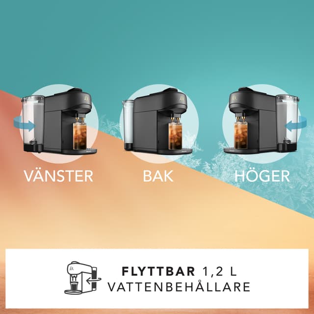 L’Or Absolu kapselmaskin med illustrationer av den flyttbara vattentanken