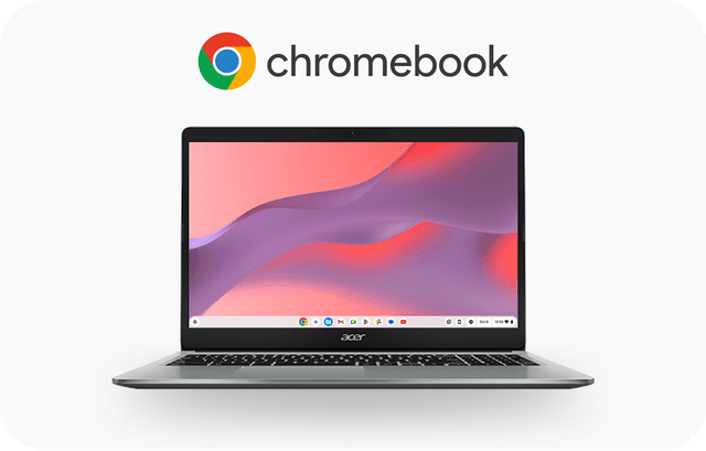 Chromebook Plus -kannettava suoraan edestä kuvattuna – Tuotekuva