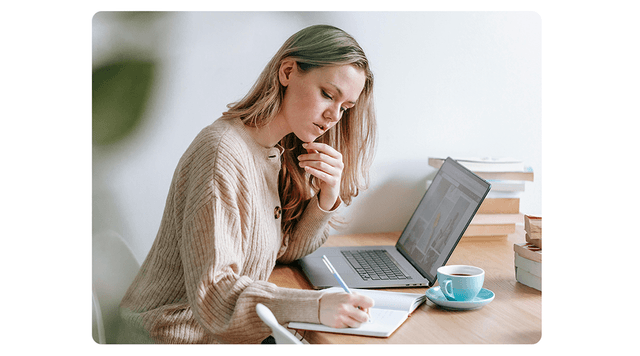 TP-Link Deco BE3600 Pro Whole Home Mesh WiFi 7-system and a woman working on her laptop