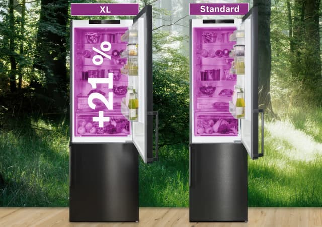 Vertailukuvassa Bosch XL jääkaappipakasti ja tavallinen jääkaappipakastin