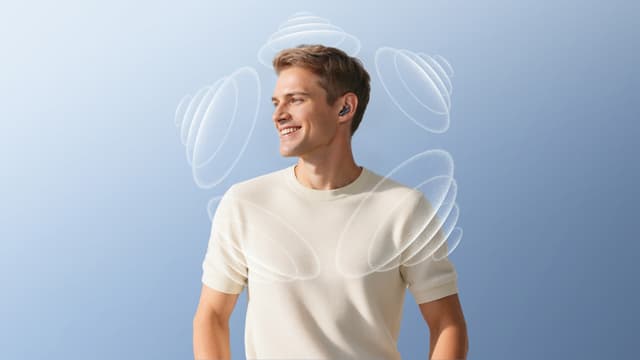 CE - Soundcore - Man omgiven av ljud