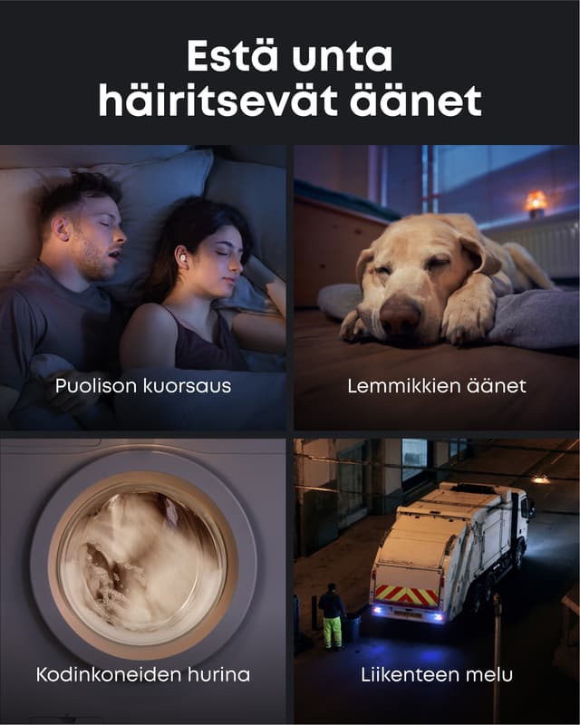 Kuvakokoelma yöunta häiritsevistä aiheuttajista, kuten muut ihmiset ja asiat