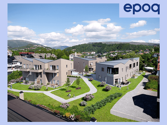 Tio banner for B2B with Epoq logo and image of housing area