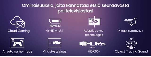 TV-ominaisuudet, kuten korkea virkistystaajuus ja HDR10+ tekevät pelaamisesta sujuvampaa