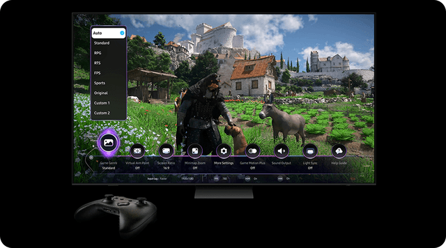 Kuvassa Samsung-pelitelevisio ja Game Bar