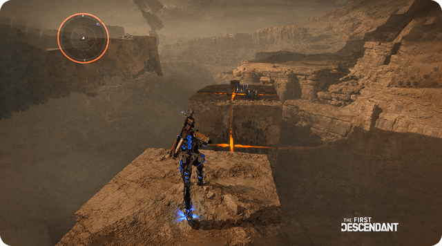 Kuvakaappaus Samsung-pelitelevision ruudulta, jossa näkyy laaja yleisnäkymä pelimaailmaan