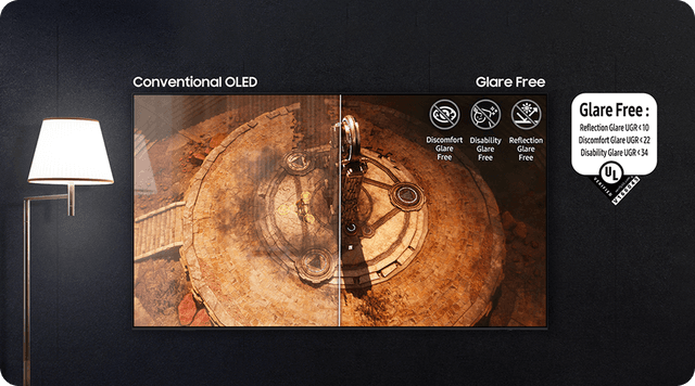 Kuvakaappaus Samsung-pelitelevision ruudulta, jossa peli näkyy ilman ympäröivän valon heijastuksia