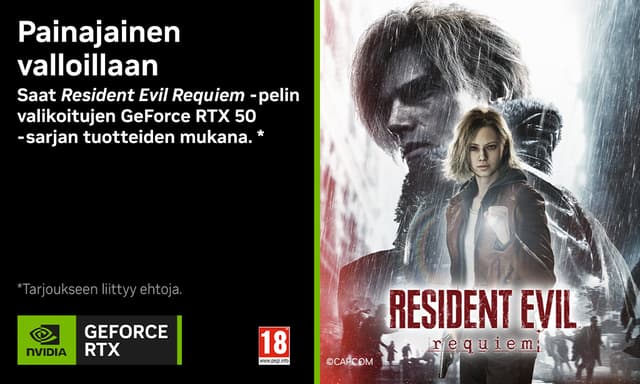 Kampanjatarjous: osta valikoituja GeForce RTX50 -sarjan tuotteita ja saat Resident Evil Requiem -pelin kaupan päälle