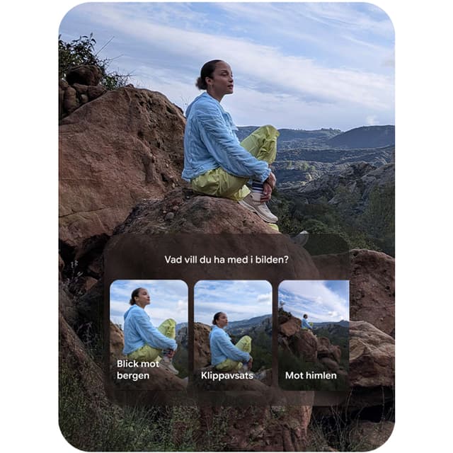 Bild som visar hur Pixel 10a vägleder användaren att ta fantastiska bilder