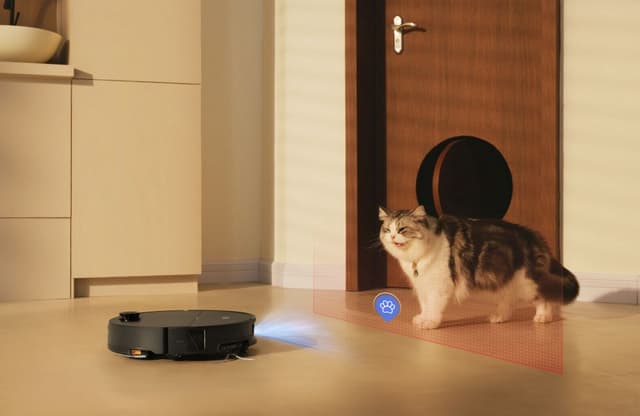 Roborock Saros 20 og en kat i et hjem
