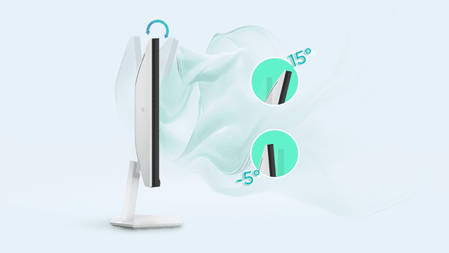 Illustrasjon av TCL Mini LED PC-skjermens justerbare stativ for redusert nakkebelastning