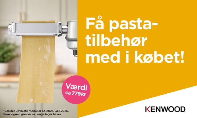 Kampagne: Køb en Kenwood køkkenmaskine og få pastatilbehør med i købet