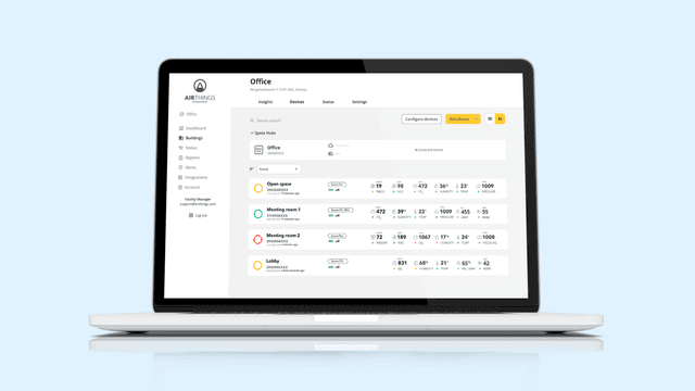 Airthings Dashboard on a laptop screen