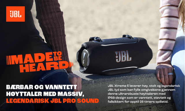 JBL Xtreme 5 produktbanner med fremhevede fordeler