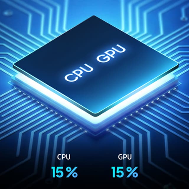 Illustrasjon som viser CPU-en og GPU-en som brukes i Galaxy A57 5G.