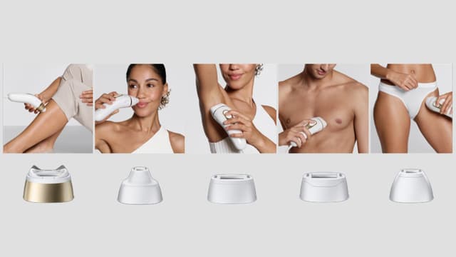 Personer använder Braun IPL Silk·expert Pro 5 hårborttagare på olika kroppsdelar