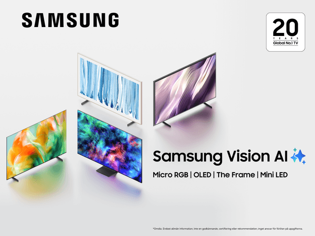 Fyra TV-skärmar från Samsung och texten: Samsung Vision AI