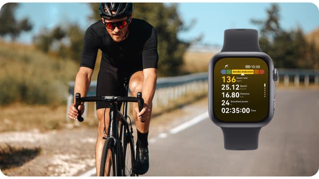 Mand cykler med Huawei Watch Fit 5