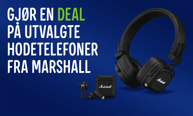 Marshall-kampanjebanner: Gode priser på utvalgte hodetelefoner.
