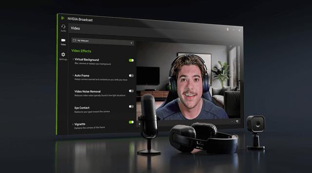 Kuvituskuvassa mies livestriimaa kotikonttoristaan Nvidia Studiolla