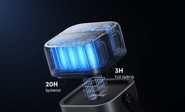 Illustrasjon av Nebula P1s batterikapasitet med 20 timers spilletid.