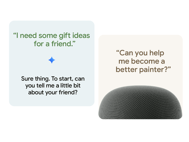 Google Home -kaiutin ja Gemini avuksi luovuuteen ja lahjaideoiden keksimiseen