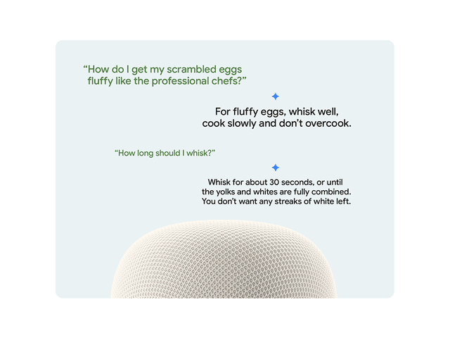 Google Home-høyttaler med Gemini for matlagingsråd
