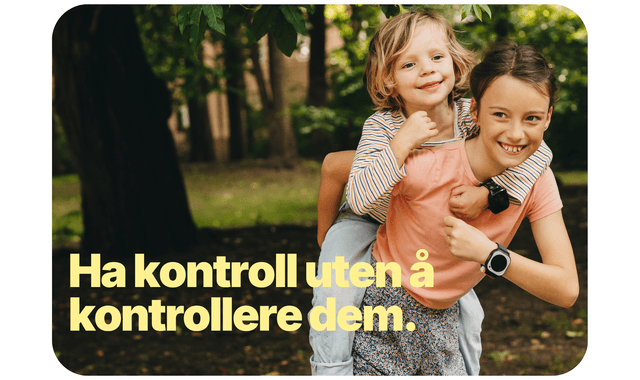 Xplora-banner med teksten "Ha kontroll uten å kontrollere dem".