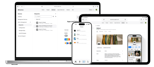 Apple Business visas på olika Apple-enheter