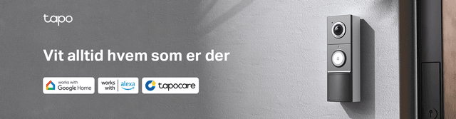 Tapo D235-banner med teksten "Vit alltid hvem som er der".